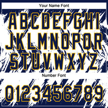 Загрузить изображение в средство просмотра галереи, Custom Navy Gold-White 3D Pattern Abstract Sharp Shape Two-Button Unisex Softball Jersey
