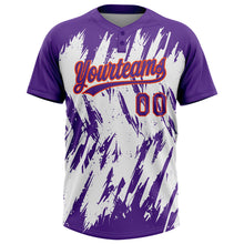 Load image into Gallery viewer, Custom Purple Orange-White 3D Pattern Abstract Sharp Shape Two-Button Unisex Softball Jersey
