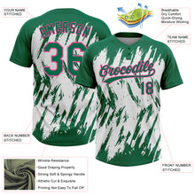 Load image into Gallery viewer, Custom Kelly Green Pink-White 3D Pattern Abstract Sharp Shape Two-Button Unisex Softball Jersey
