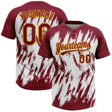 Laden Sie das Bild in den Galerie-Viewer, Custom Crimson Gold-White 3D Pattern Abstract Sharp Shape Two-Button Unisex Softball Jersey
