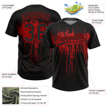 Laden Sie das Bild in den Galerie-Viewer, Custom Black Red 3D Pattern Dripping Splatter Art Two-Button Unisex Softball Jersey
