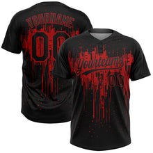 Загрузить изображение в средство просмотра галереи, Custom Black Red 3D Pattern Dripping Splatter Art Two-Button Unisex Softball Jersey
