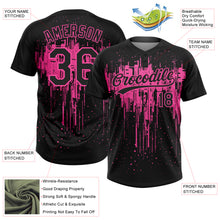 Load image into Gallery viewer, Custom Black Pink 3D Pattern Dripping Splatter Art Two-Button Unisex Softball Jersey
