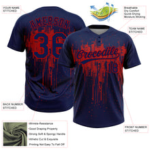 Load image into Gallery viewer, Custom Navy Red 3D Pattern Dripping Splatter Art Two-Button Unisex Softball Jersey
