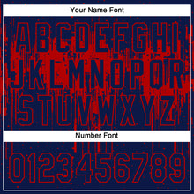 Загрузить изображение в средство просмотра галереи, Custom Navy Red 3D Pattern Dripping Splatter Art Two-Button Unisex Softball Jersey
