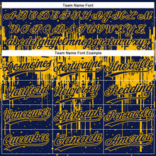 Laden Sie das Bild in den Galerie-Viewer, Custom Navy Gold 3D Pattern Dripping Splatter Art Two-Button Unisex Softball Jersey
