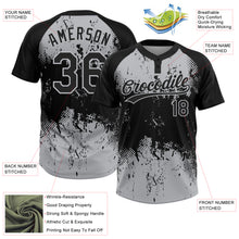 Laden Sie das Bild in den Galerie-Viewer, Custom Black Gray 3D Pattern Abstract Splatter Grunge Art Two-Button Unisex Softball Jersey
