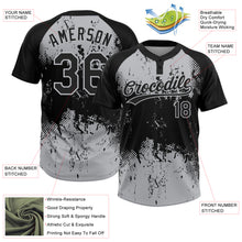 Load image into Gallery viewer, Custom Black Gray 3D Pattern Abstract Splatter Grunge Art Two-Button Unisex Softball Jersey
