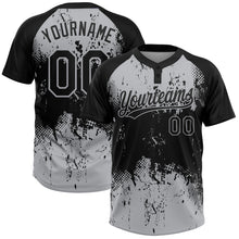Load image into Gallery viewer, Custom Black Gray 3D Pattern Abstract Splatter Grunge Art Two-Button Unisex Softball Jersey
