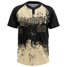 Laden Sie das Bild in den Galerie-Viewer, Custom Black Cream 3D Pattern Abstract Splatter Grunge Art Two-Button Unisex Softball Jersey
