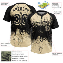 Laden Sie das Bild in den Galerie-Viewer, Custom Black Cream 3D Pattern Abstract Splatter Grunge Art Two-Button Unisex Softball Jersey
