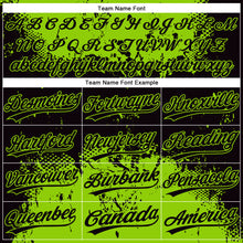 Laden Sie das Bild in den Galerie-Viewer, Custom Black Neon Green 3D Pattern Abstract Splatter Grunge Art Two-Button Unisex Softball Jersey
