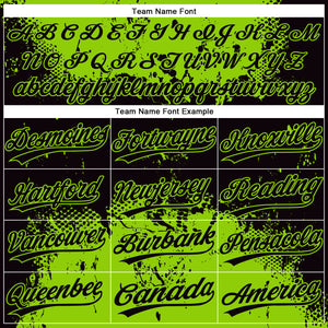 Custom Black Neon Green 3D Pattern Abstract Splatter Grunge Art Two-Button Unisex Softball Jersey