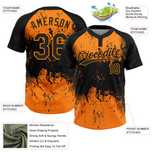 Laden Sie das Bild in den Galerie-Viewer, Custom Black Bay Orange 3D Pattern Abstract Splatter Grunge Art Two-Button Unisex Softball Jersey
