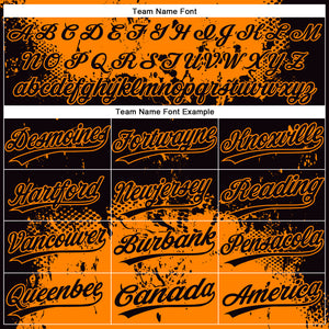 Custom Black Bay Orange 3D Pattern Abstract Splatter Grunge Art Two-Button Unisex Softball Jersey
