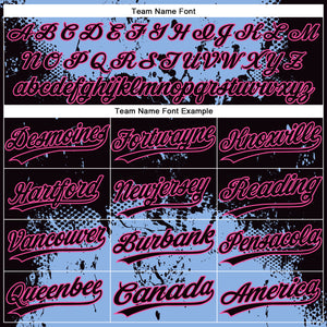 Custom Black Light Blue-Pink 3D Pattern Abstract Splatter Grunge Art Two-Button Unisex Softball Jersey
