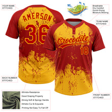 Load image into Gallery viewer, Custom Red Gold 3D Pattern Abstract Splatter Grunge Art Two-Button Unisex Softball Jersey
