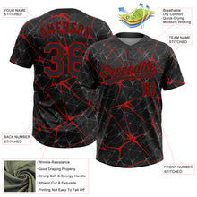 Laden Sie das Bild in den Galerie-Viewer, Custom Black Red 3D Pattern Abstract Network Two-Button Unisex Softball Jersey
