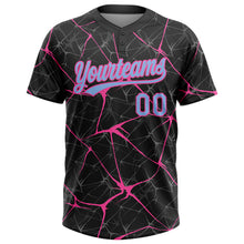 Laden Sie das Bild in den Galerie-Viewer, Custom Black Light Blue-Pink 3D Pattern Abstract Network Two-Button Unisex Softball Jersey
