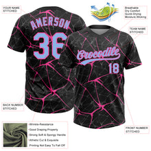Load image into Gallery viewer, Custom Black Light Blue-Pink 3D Pattern Abstract Network Two-Button Unisex Softball Jersey
