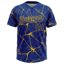 Load image into Gallery viewer, Custom Royal Yellow 3D Pattern Abstract Network Two-Button Unisex Softball Jersey
