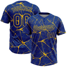 Laden Sie das Bild in den Galerie-Viewer, Custom Royal Yellow 3D Pattern Abstract Network Two-Button Unisex Softball Jersey
