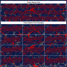 Charger l&#39;image dans la galerie, Custom Navy Red 3D Pattern Abstract Network Two-Button Unisex Softball Jersey

