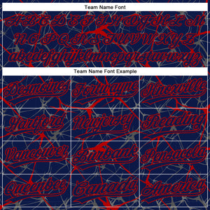 Custom Navy Red 3D Pattern Abstract Network Two-Button Unisex Softball Jersey