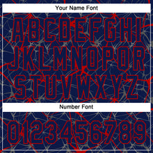 Charger l&#39;image dans la galerie, Custom Navy Red 3D Pattern Abstract Network Two-Button Unisex Softball Jersey
