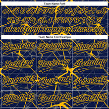 Charger l&#39;image dans la galerie, Custom Navy Gold 3D Pattern Abstract Network Two-Button Unisex Softball Jersey
