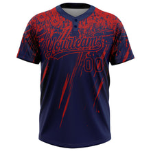 Загрузить изображение в средство просмотра галереи, Custom Navy Red 3D Pattern Abstract Sharp Shape Two-Button Unisex Softball Jersey
