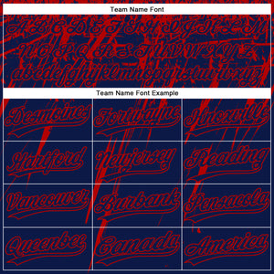 Custom Navy Red 3D Pattern Abstract Sharp Shape Two-Button Unisex Softball Jersey