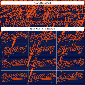 Custom Navy Orange 3D Pattern Abstract Sharp Shape Two-Button Unisex Softball Jersey