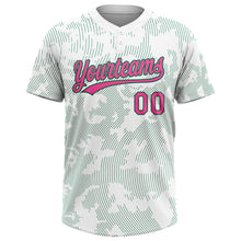 Load image into Gallery viewer, Custom White Pink-Kelly Green 3D Pattern Curve Lines Two-Button Unisex Softball Jersey

