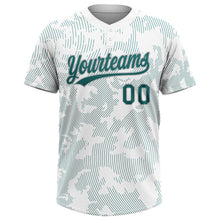 Load image into Gallery viewer, Custom White Teal-Gray 3D Pattern Curve Lines Two-Button Unisex Softball Jersey
