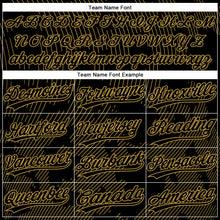Laden Sie das Bild in den Galerie-Viewer, Custom Black Old Gold 3D Pattern Curve Lines Two-Button Unisex Softball Jersey
