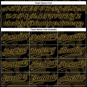 Custom Black Old Gold 3D Pattern Curve Lines Two-Button Unisex Softball Jersey