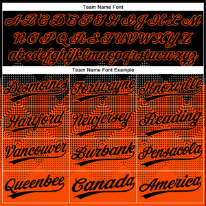 Custom Black Orange 3D Pattern Gradient Square Shapes Two-Button Unisex Softball Jersey