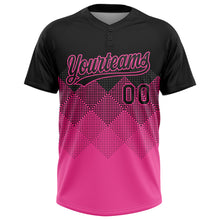 Laden Sie das Bild in den Galerie-Viewer, Custom Black Pink 3D Pattern Gradient Square Shapes Two-Button Unisex Softball Jersey
