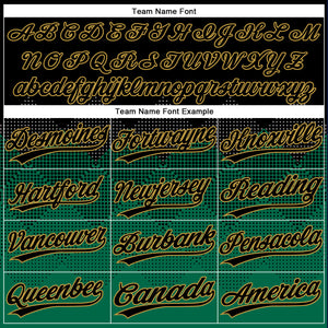 Custom Black Kelly Green-Old Gold 3D Pattern Gradient Square Shapes Two-Button Unisex Softball Jersey