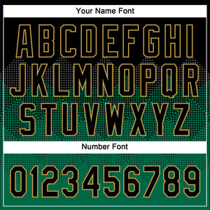 Custom Black Kelly Green-Old Gold 3D Pattern Gradient Square Shapes Two-Button Unisex Softball Jersey