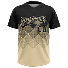 Load image into Gallery viewer, Custom Black Cream 3D Pattern Gradient Square Shapes Two-Button Unisex Softball Jersey
