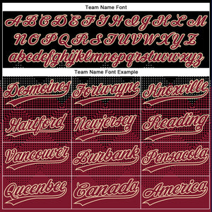 Custom Black Crimson-City Cream 3D Pattern Gradient Square Shapes Two-Button Unisex Softball Jersey