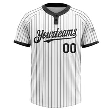 Laden Sie das Bild in den Galerie-Viewer, Custom White Black Pinstripe Black Two-Button Unisex Softball Jersey
