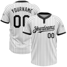 Laden Sie das Bild in den Galerie-Viewer, Custom White Black Pinstripe Black Two-Button Unisex Softball Jersey
