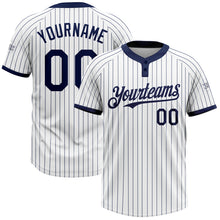 Загрузить изображение в средство просмотра галереи, Custom White Navy Pinstripe Navy Two-Button Unisex Softball Jersey
