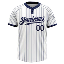 Laden Sie das Bild in den Galerie-Viewer, Custom White Navy Pinstripe Gray Two-Button Unisex Softball Jersey
