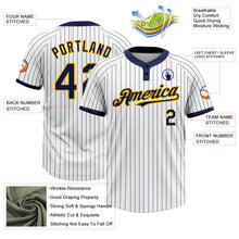 Загрузить изображение в средство просмотра галереи, Custom White Navy Pinstripe Gold Two-Button Unisex Softball Jersey
