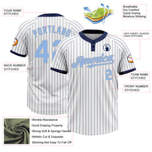Загрузить изображение в средство просмотра галереи, Custom White Navy Pinstripe Light Blue-Gray Two-Button Unisex Softball Jersey
