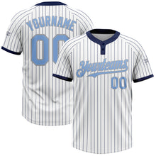 Загрузить изображение в средство просмотра галереи, Custom White Navy Pinstripe Light Blue-Gray Two-Button Unisex Softball Jersey
